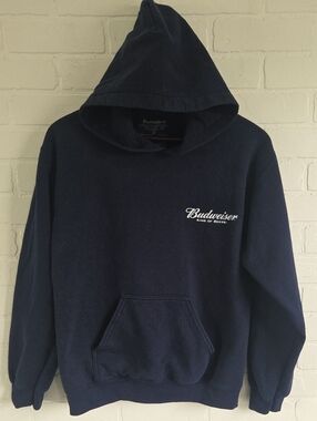 Budweiser Navy Blue Pullover Hoodie with Chest Logo